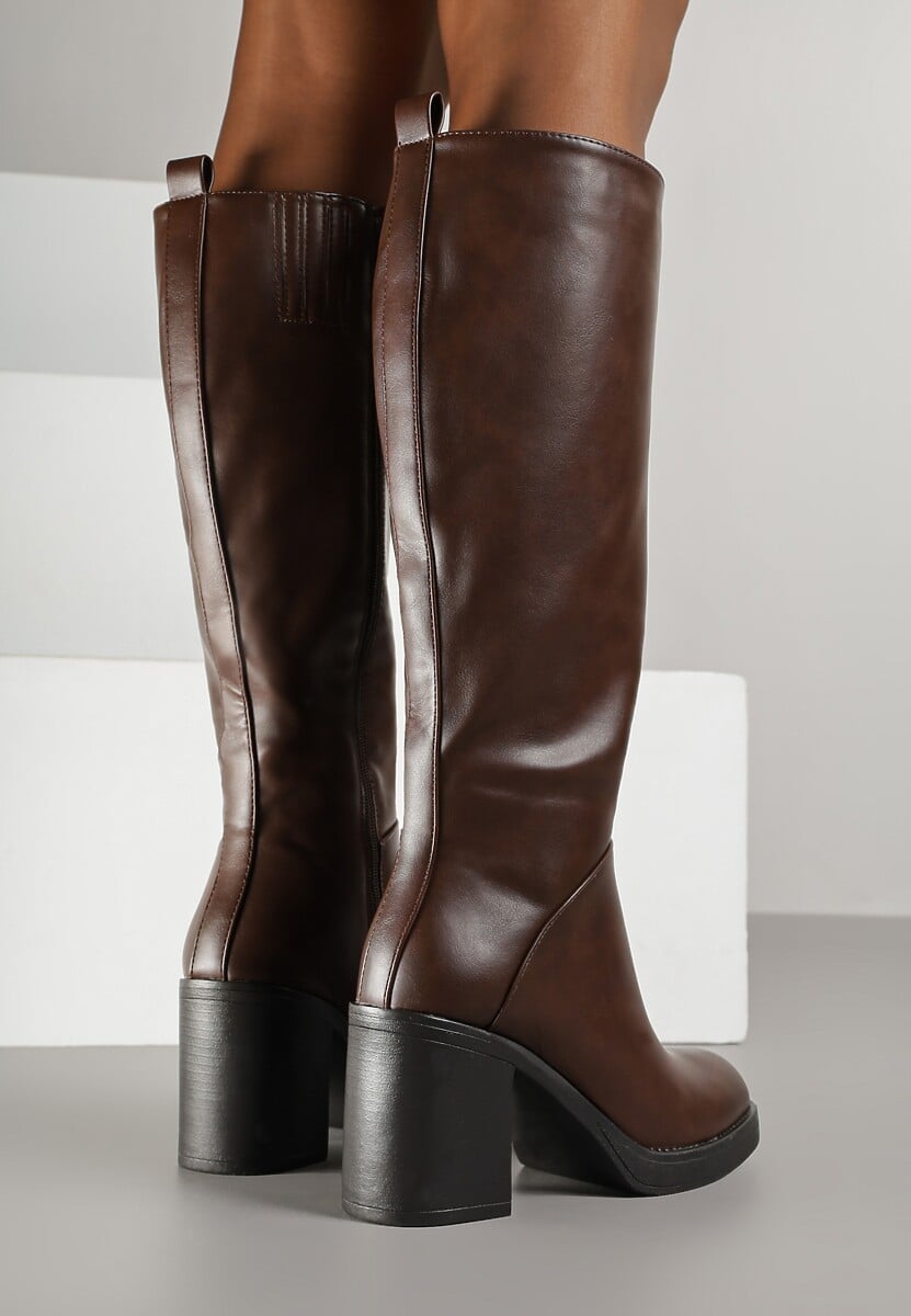 Brązowe Kozaki na Słupku przed Kolano Cindria