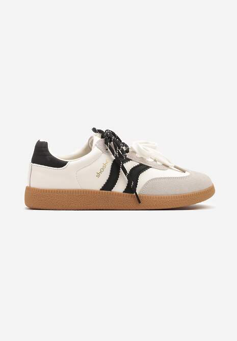 Beżowo-Czarne Sneakersy Kultowe Tenisówki z Dodatkowymi Sznurowadłami Zarinoa