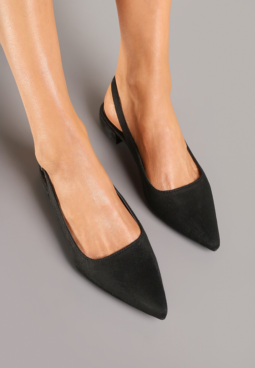 Czarne Sandały z Ekozamszu ze Szpiczastym Noskiem Terevelis