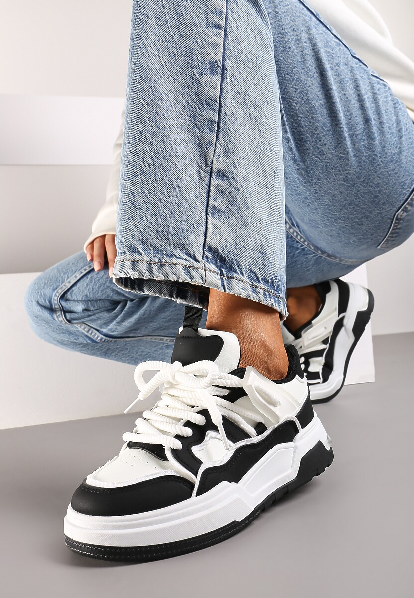 Beżowo-Różowe Sznurowane Sneakersy na Płaskiej Podeszwie Eviline