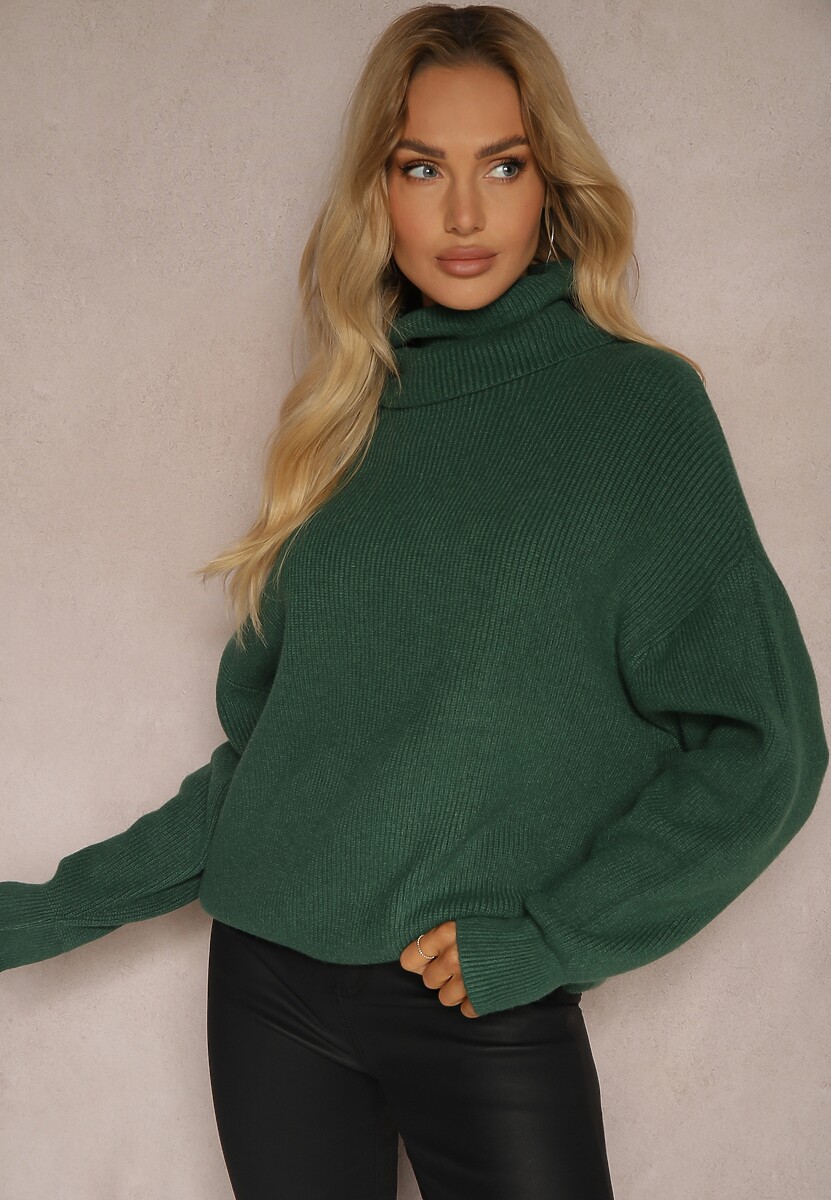 Ciemnozielony Golf z Domieszką Wiskozy i Kaszmiru Azivara