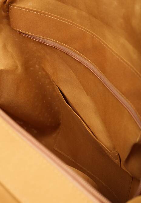 Ciemnobeżowa Okrągła Pleciona Torebka z Rączkami Zapinana na Zamek Błyskawiczny Brunia