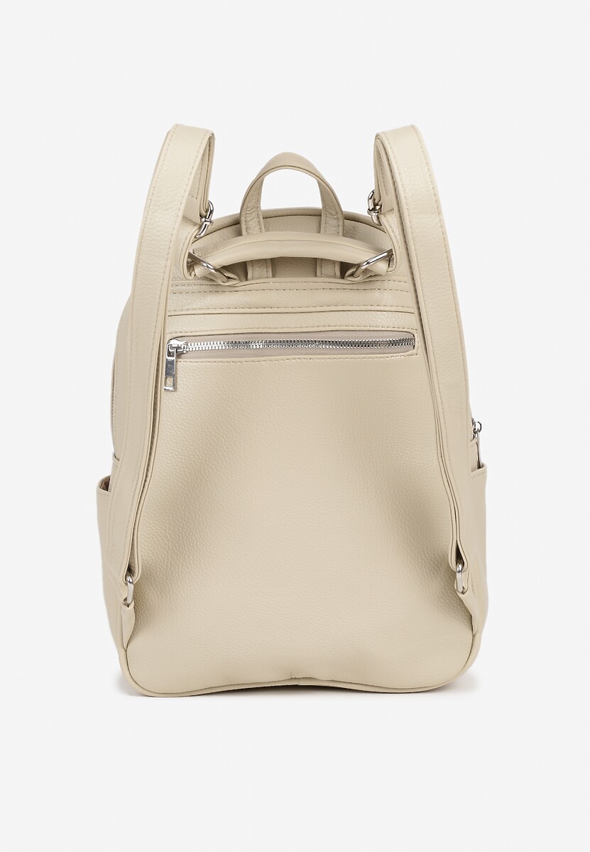 Jasnobeżowy Pikowany Plecak z Metaliczną Aplikacją Paselitia