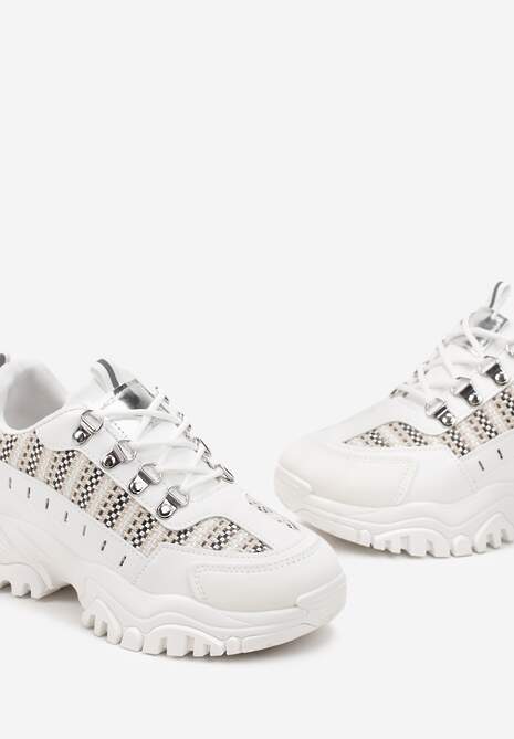 Białe Sneakersy przed Kostkę na Platformie Sparkani