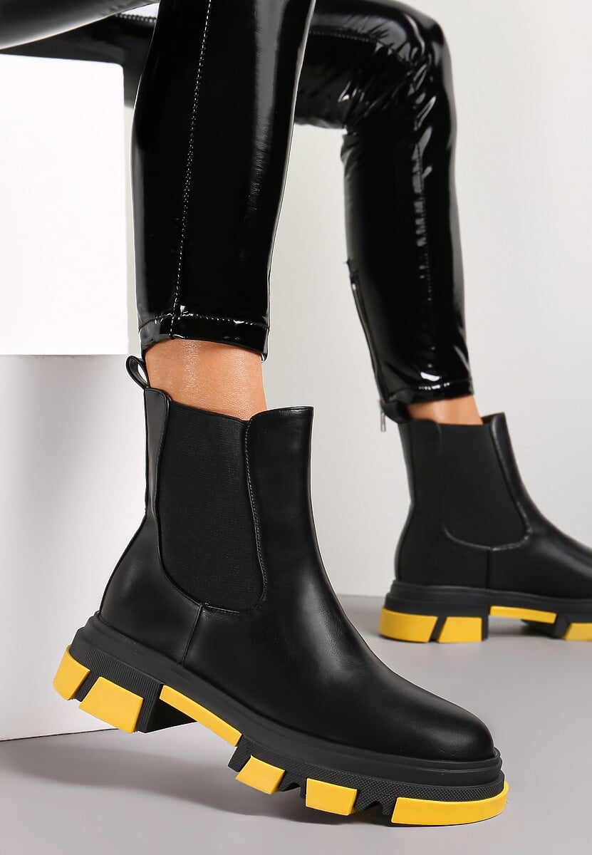 Czarno-Żółte Botki Phenite