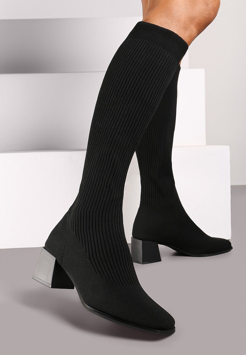 Czarne Kozaki z Elastyczną Cholewką Timerine