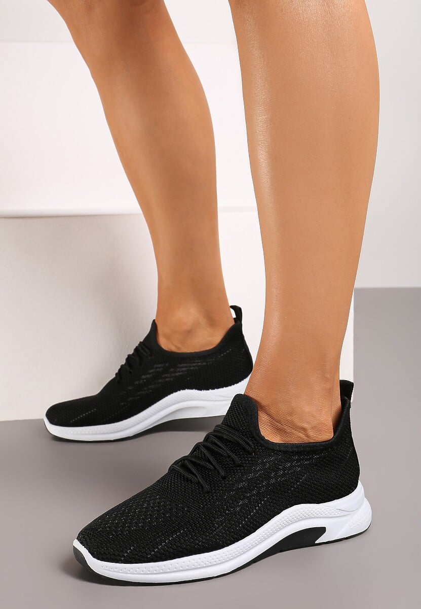 Czarne Siateczkowe Buty Sportowe na Piankowej Podeszwie Linidas