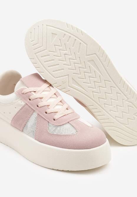 Różowe Sneakersy Typu Kultowe Tenisówki na Grubej Podeszwie Nanessa