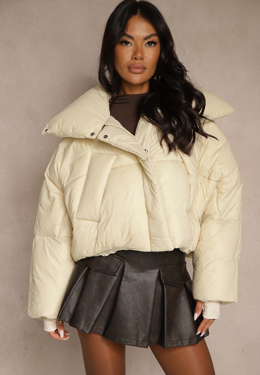 Czarna Nietoperzowa Kurtka z Szerokim Kołnierzem i Ściągaczami Neavirae