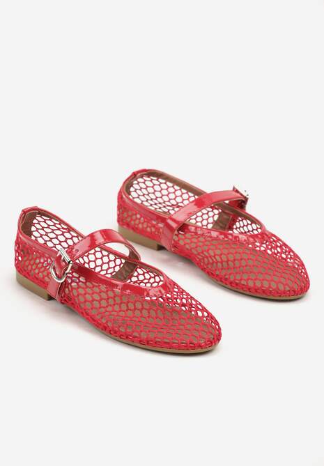 Czerwone Balerinki w Stylu Mary Jane z Siateczki Miltewi