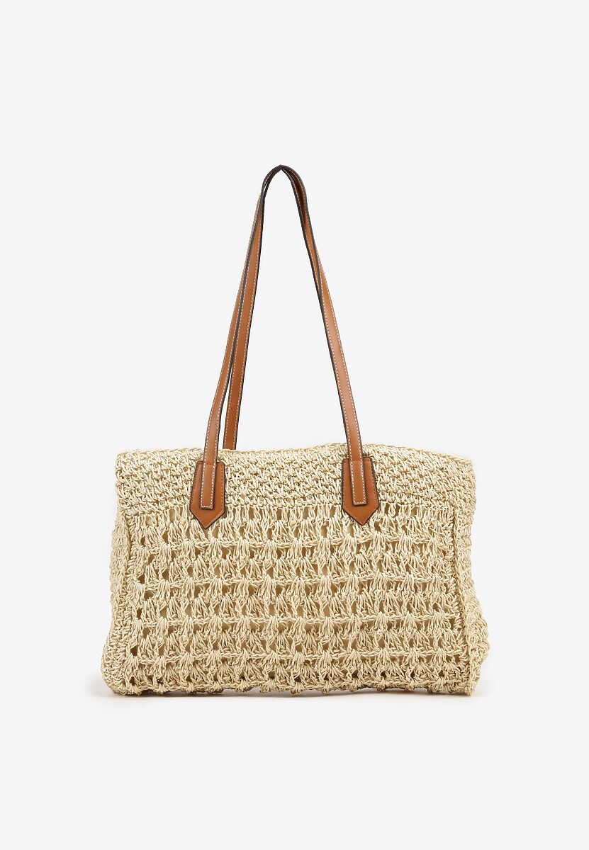 Beżowa Torebka Shopperka w Stylu Boho Galomirea