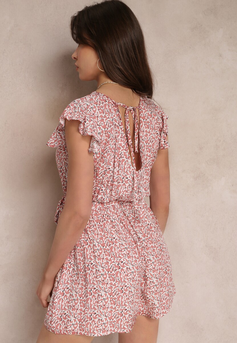 Różowy Kombinezon z Gumką i Paskiem z Wiskozy Jaiela