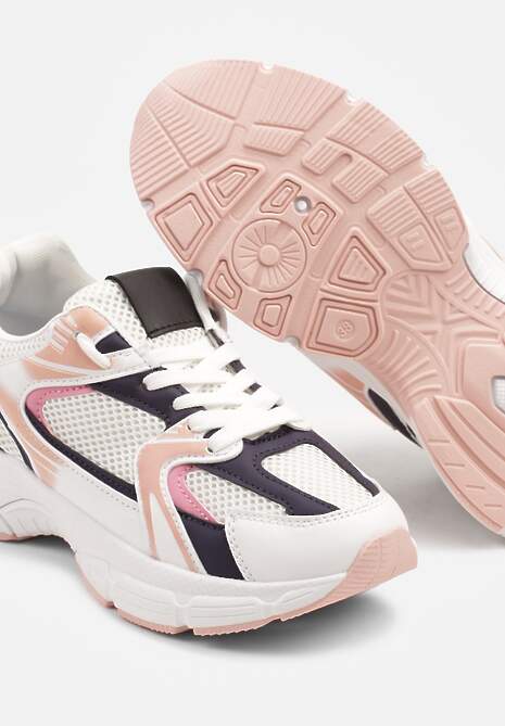 Biało-Granatowe Sneakersy na Grubej Podeszwie z Cholewką z Siateczką Zollexia