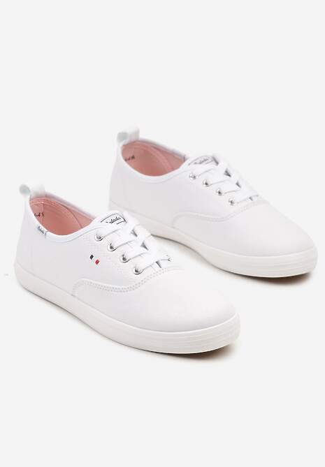 Biało-Różowe Klasyczne Tenisówki Vices ze Sznurowaną Cholewką Telisara