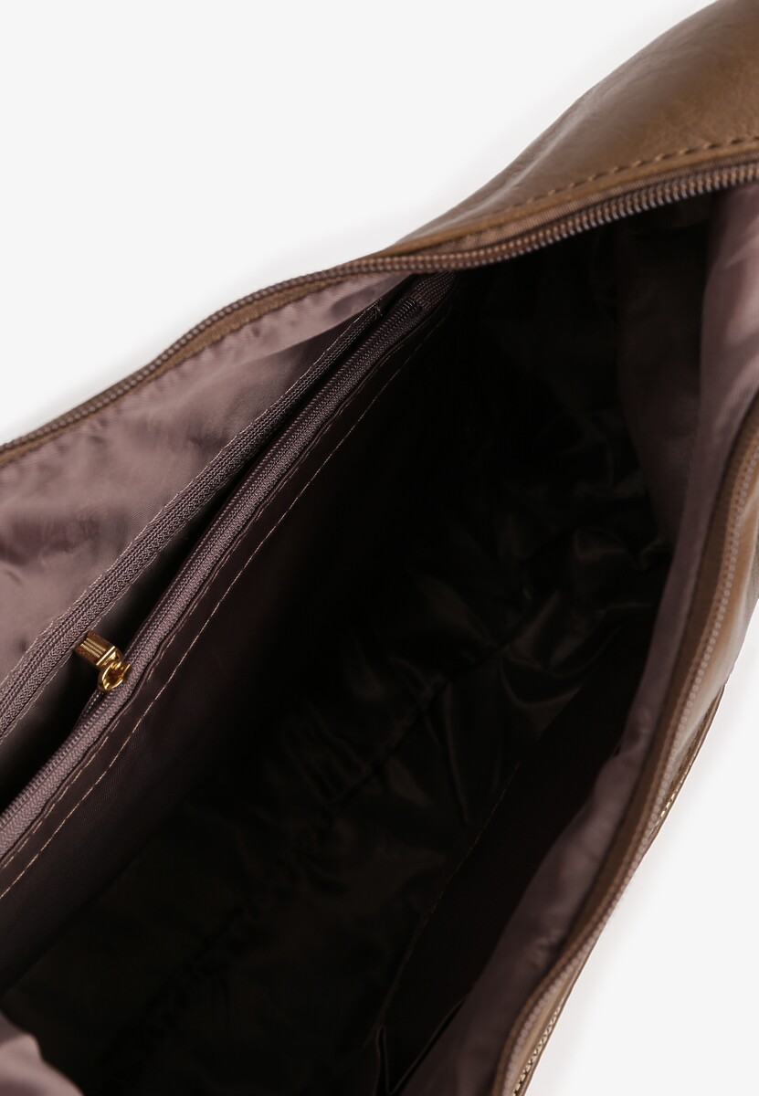 Ciemnobeżowa Torebka z Rączką i Paskiem Tiritha