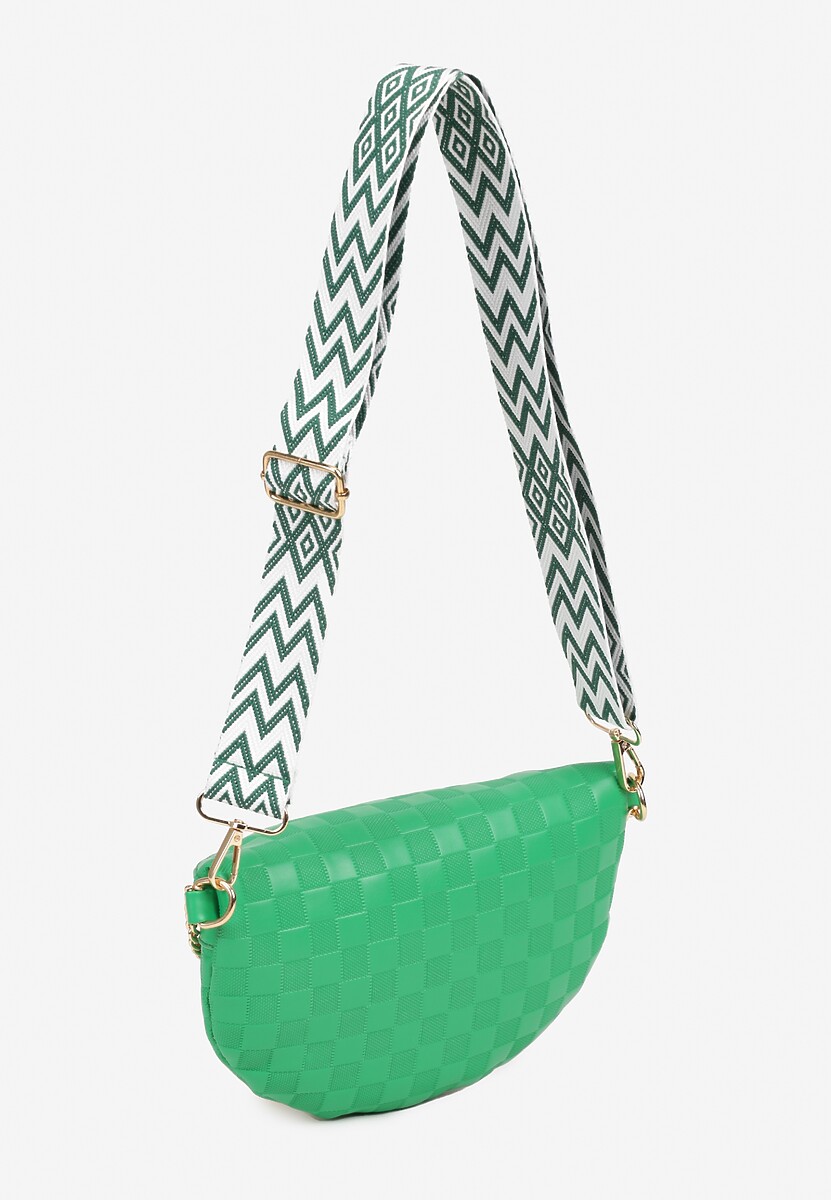 Zielona Tłoczona Nerka z Łańcuszkiem i Dodatkowym Szerokim Paskiem Alisvara