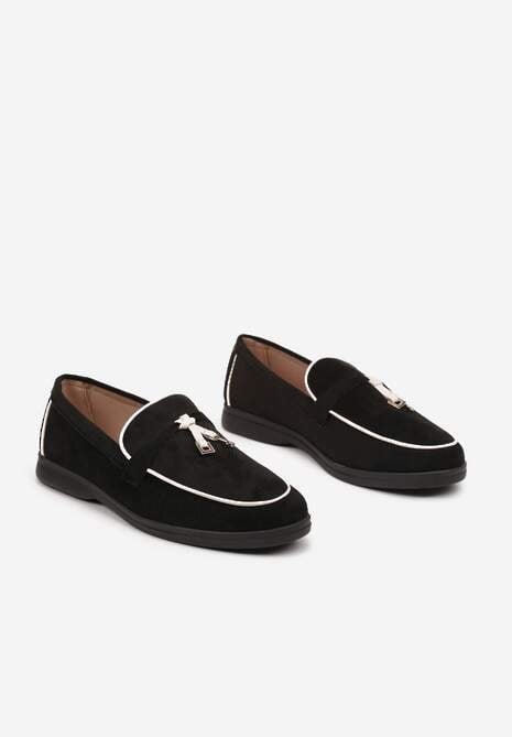 Czarno-Białe Klasyczne Mokasyny z Ekozamszu Deorielis