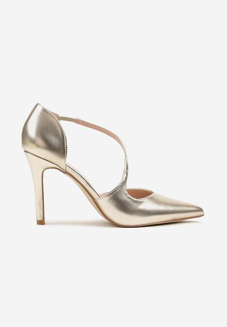 Złote Szpilki z Ozdobnym Paskiem Adelli