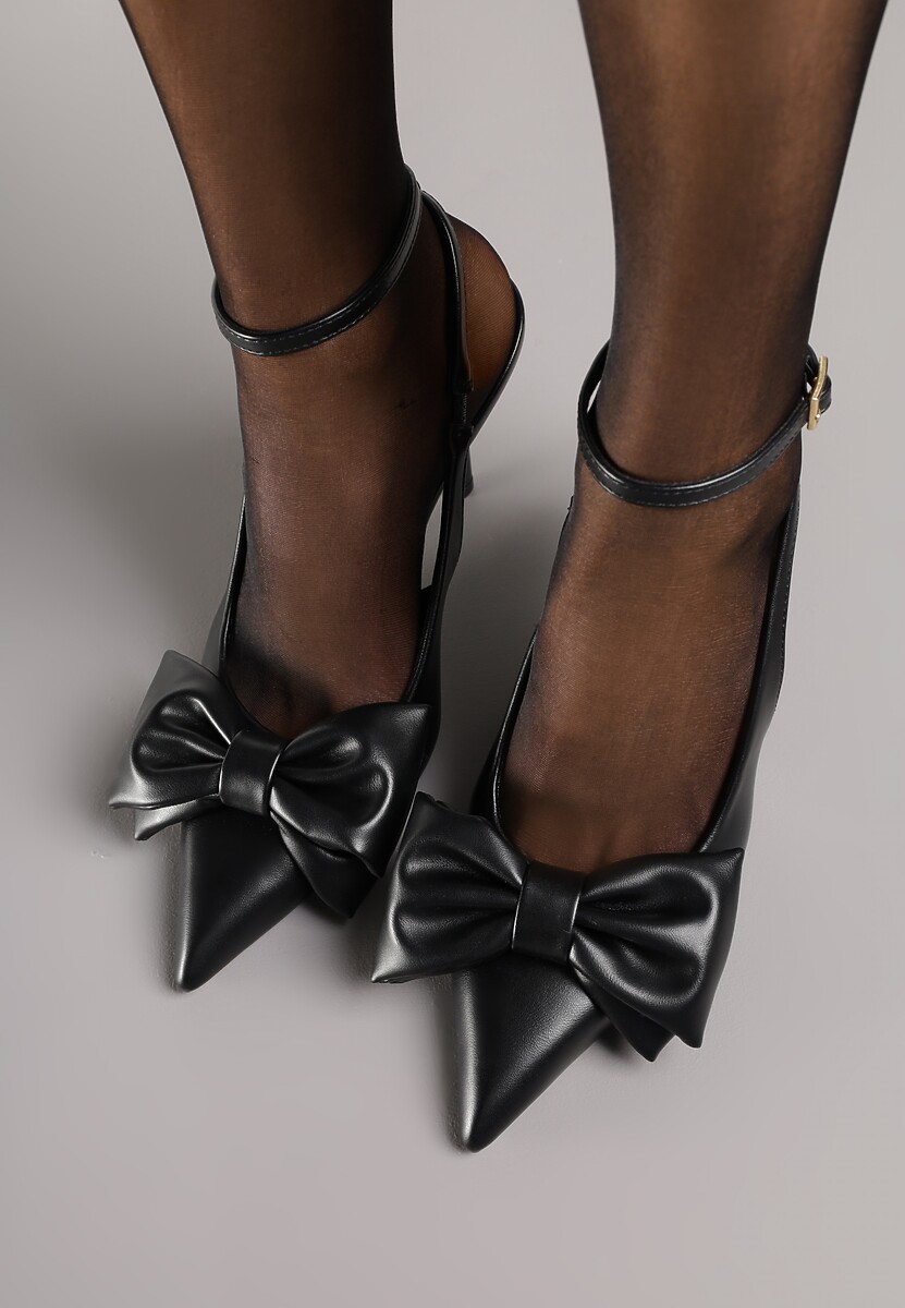 Czerwone Sandały Vices na Szpilce Slingback Ozdobione Kokardą Tilvanea