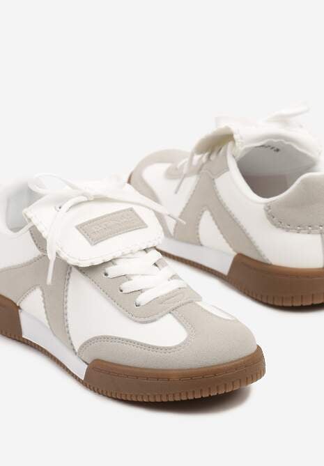 Biało-Szare Sneakersy w Stylu Tenisówek z Szerokim Językiem Alarila