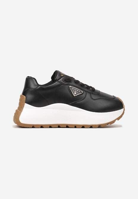 Czarne Sneakersy Vices na Platformie Ozdobione Metaliczną Aplikacją Nelviera