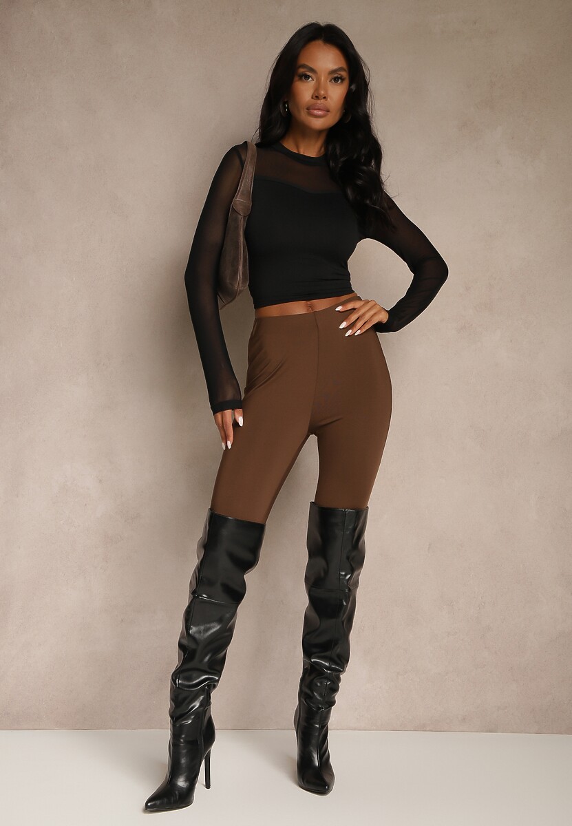 Czarna Bluzka Golf Vices z Przezroczystymi Rękawami Kariale