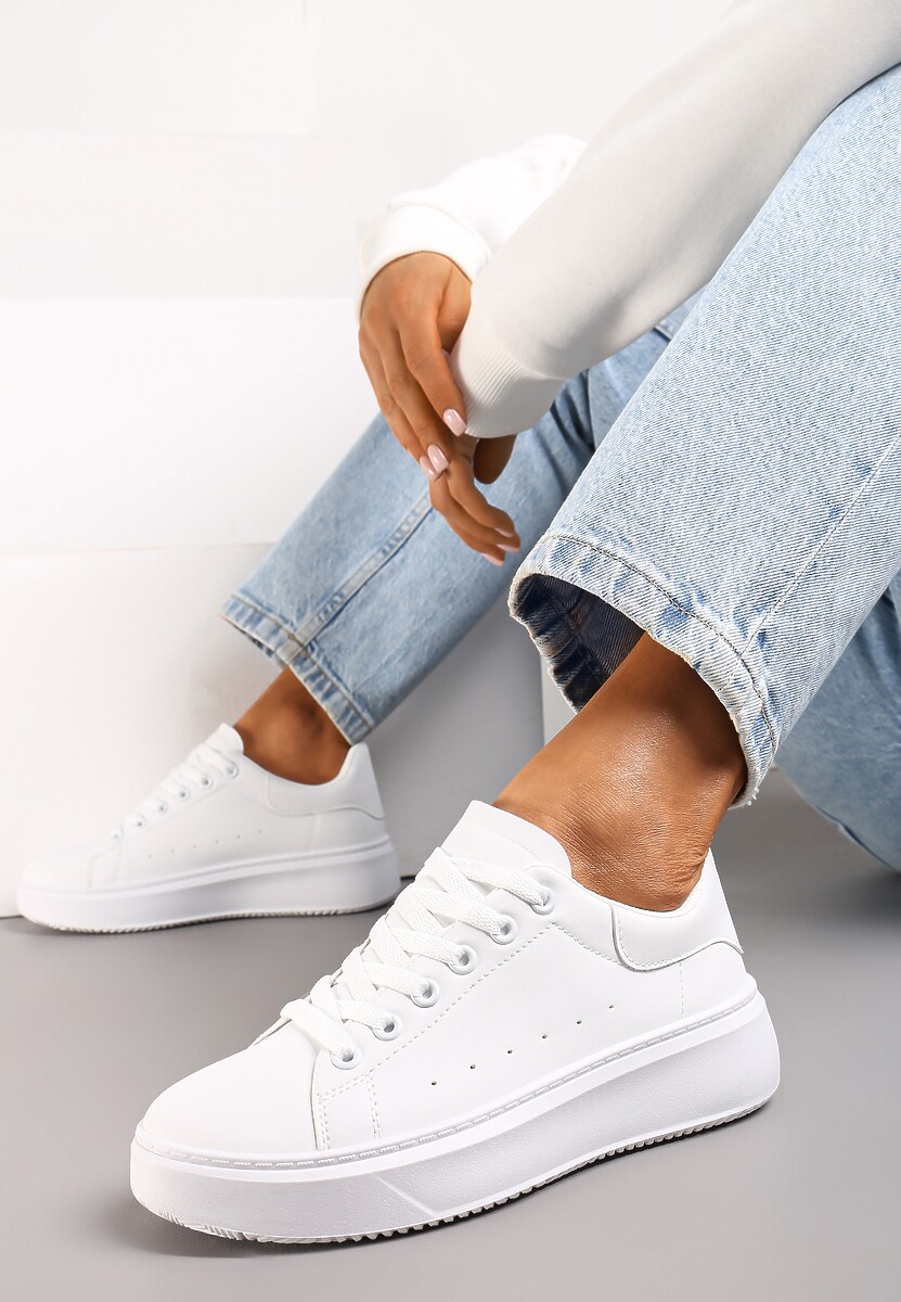 Złote Metaliczne Sneakersy Vices na Płaskiej Podeszwie Syliel