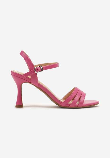 Fuksjowe Sandały z Ekoskóry na Szpilce Zapinane na Sprzączkę Ploemis