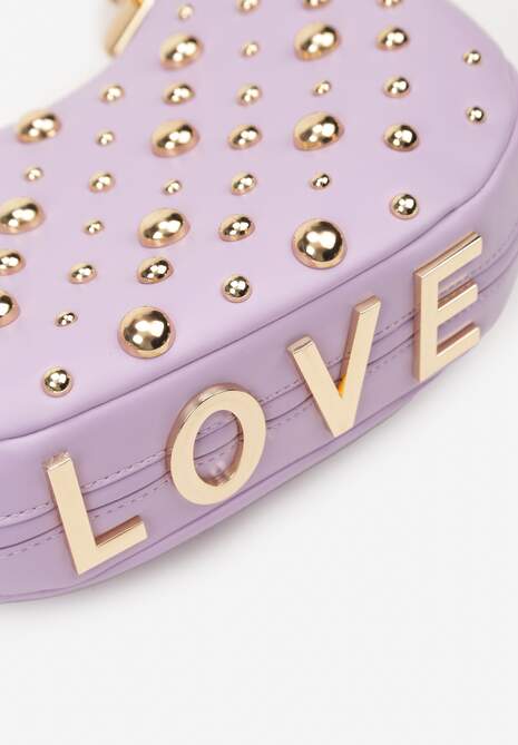 Fioletowa Mała Torebka ze Zdobieniem i Odpinanym Paskiem Wyneth