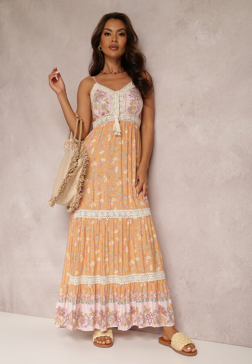 Pomarańczowo-Różowa Sukienka Fjorrit