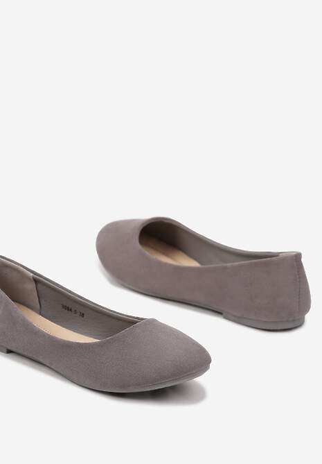 Szare Balerinki z Błyszczącą Cholewką Delioneta