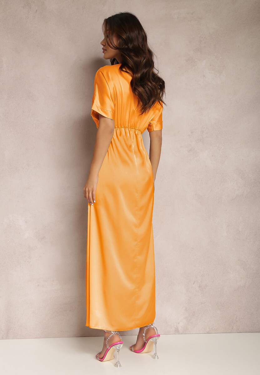 Pomarańczowa Sukienka Satynowa Cythora