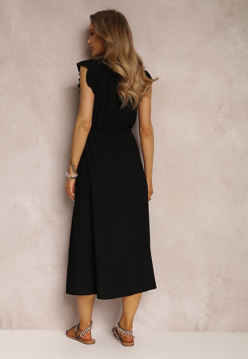 Czarna Sukienka z Wiskozy Apostelis