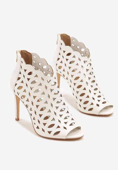 Białe Ażurowe Sandały Botki Vices na Szpilce Natessae