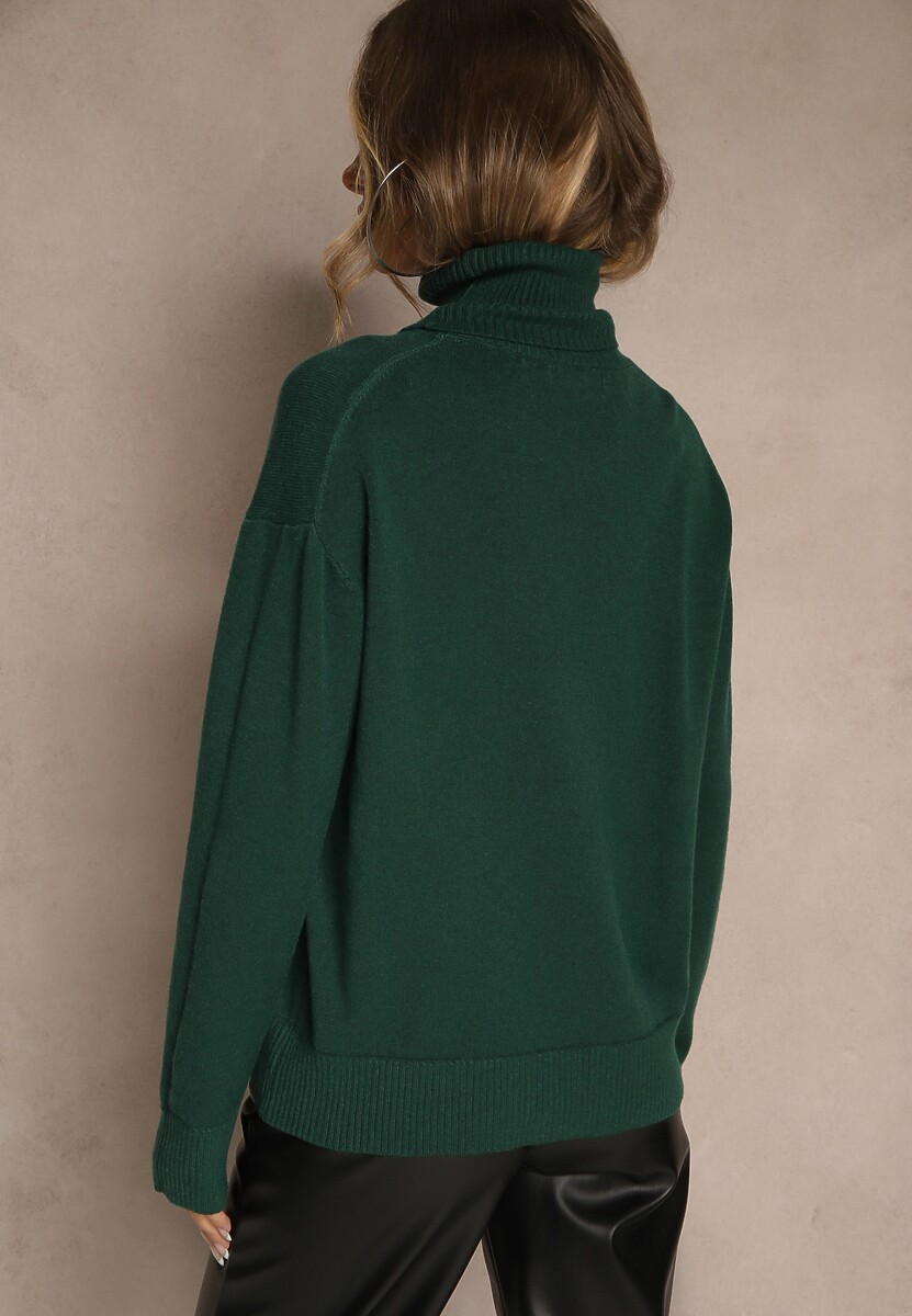 Zielony Golf z Dodatkiem Kaszmiru z Przeszyciami po Bokach Avenella