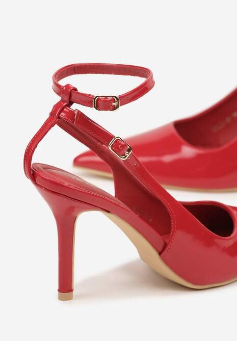 Czerwone Sandały Lakierowane Vices na Szpilce Typu Slingback Dolenita