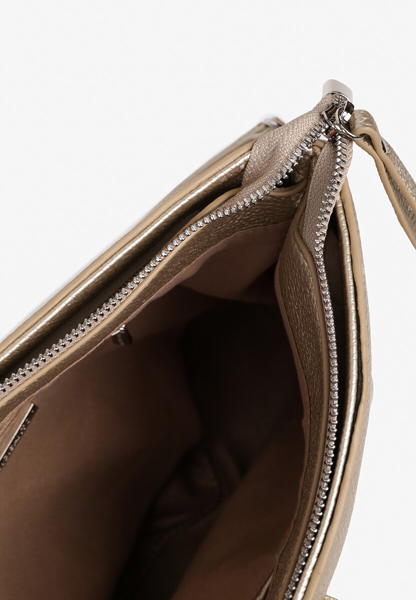 Złota Torebka na Ramię Ozdobiona Paskiem Tanaviana