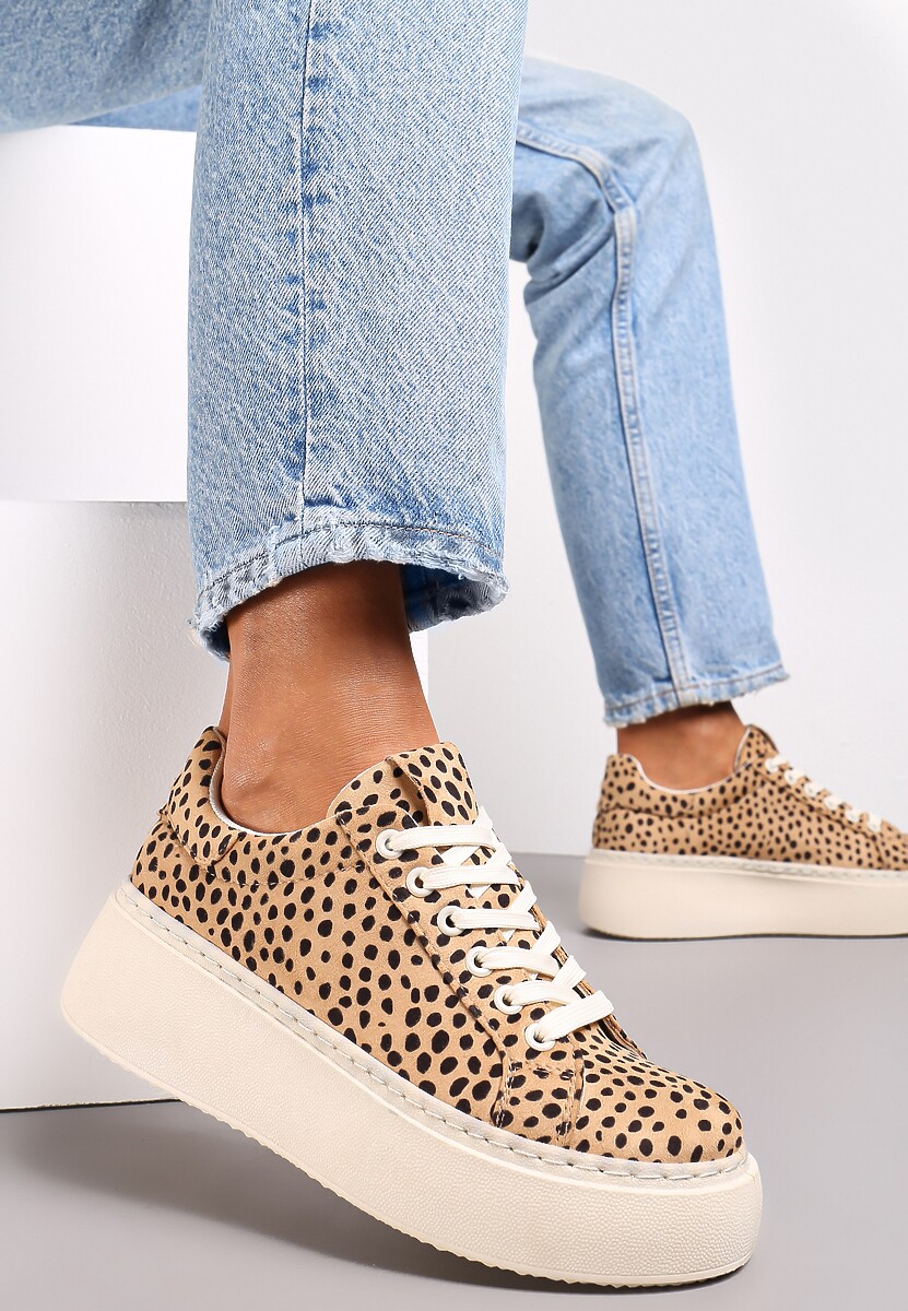 Złote Sneakersy na Grubej Podeszwie Cernanda