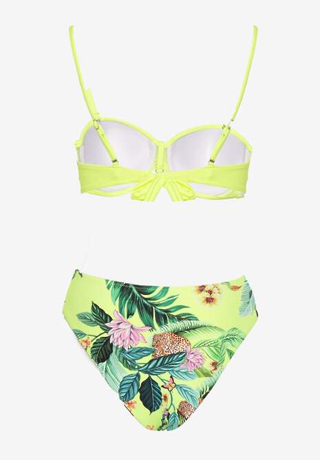 Jasnozielone Bikini Majtki Figi i Biustonosz z Metalicznymi Aplikacjami Natorea