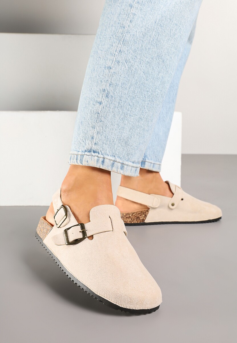 Czarne Sandały Chodaki z Ozdobną Klamerką i Paskiem Senelra