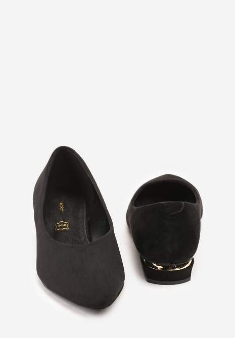 Czarne Czółenka Balerinki Vices z Noskiem w Szpic i Skórzaną Wkładką Falennea