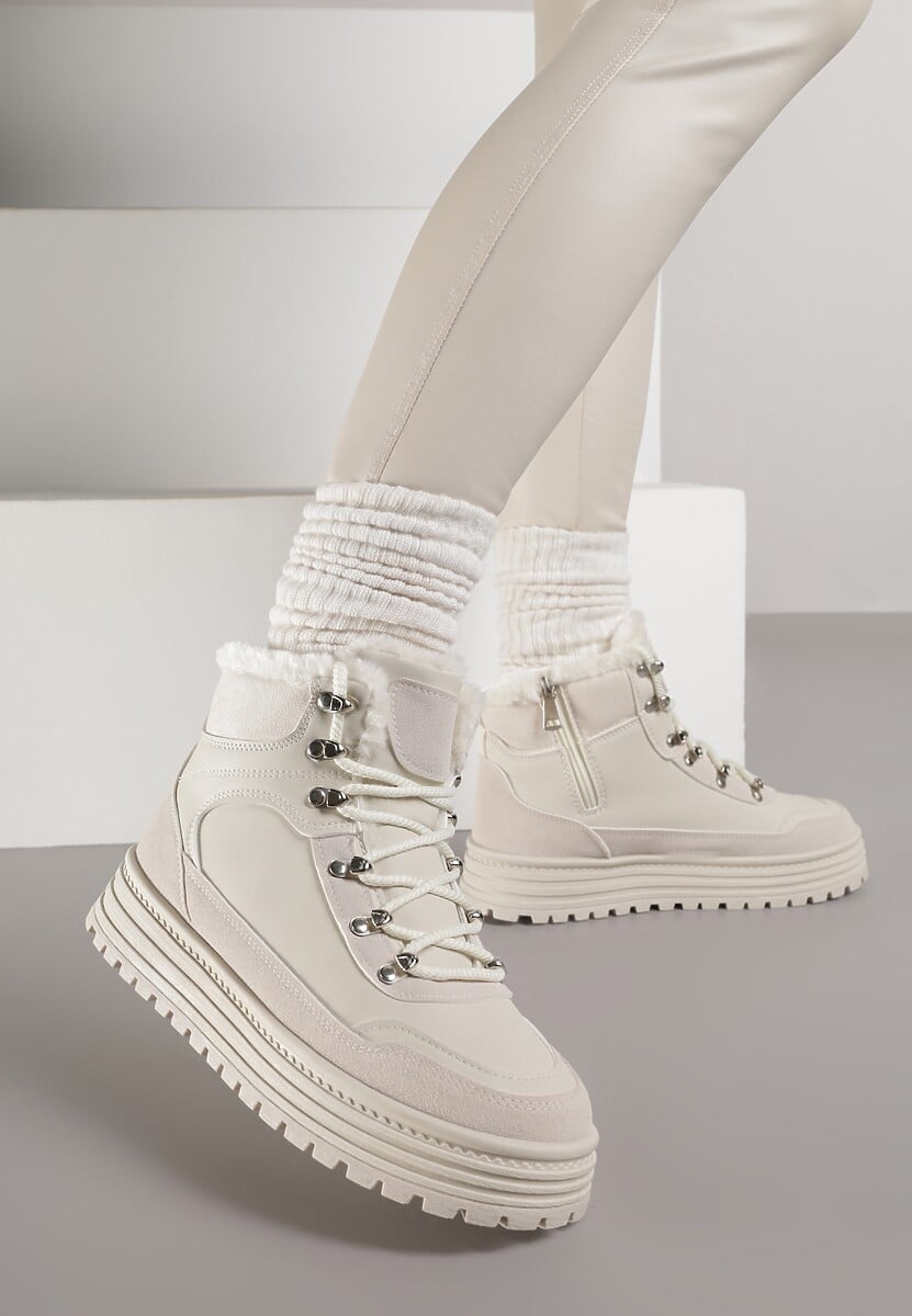 Czarne Sneakersy w Stylu Traperów na Platformie Ewedora