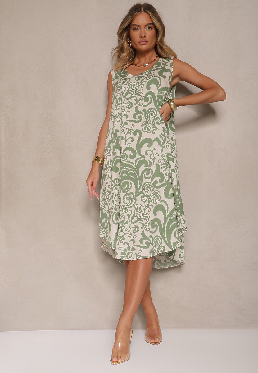 Niebieska Sukienka z Bawełny z Motywem Paisley Zivanae