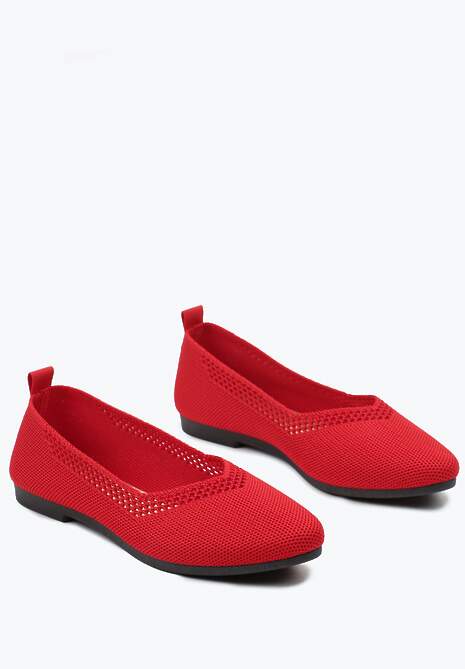Czerwone Płaskie Balerinki Plecione z Ozdobnymi Wycięciami Daniya