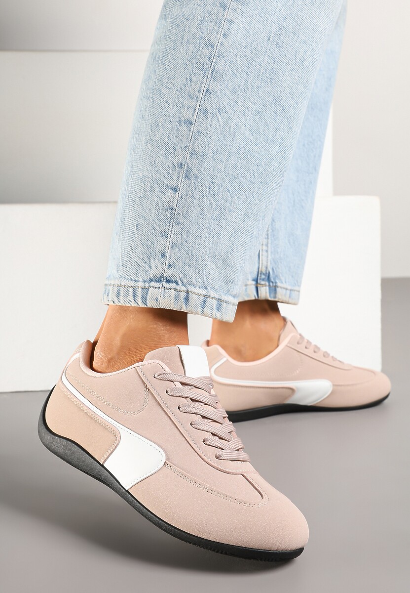 Beżowe Sneakersy Typu Klasyczne Tenisówki Zelritia