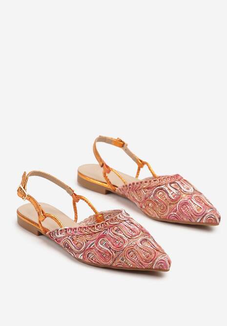 Pomarańczowe Sandały Slingback Vices z Metalicznymi Zdobieniami Janavie