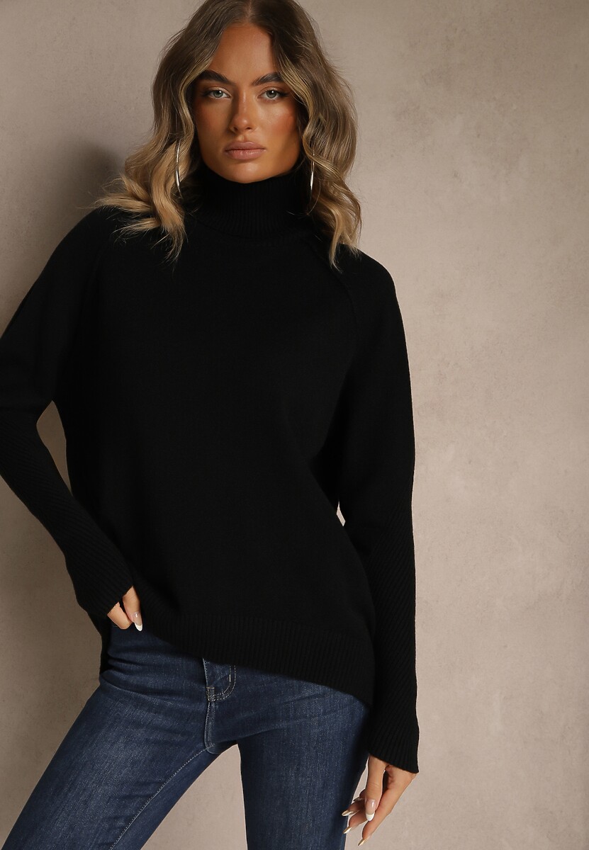 Czarny Golf z Domieszką Kaszmiru o Prostym Kroju Zoirsova