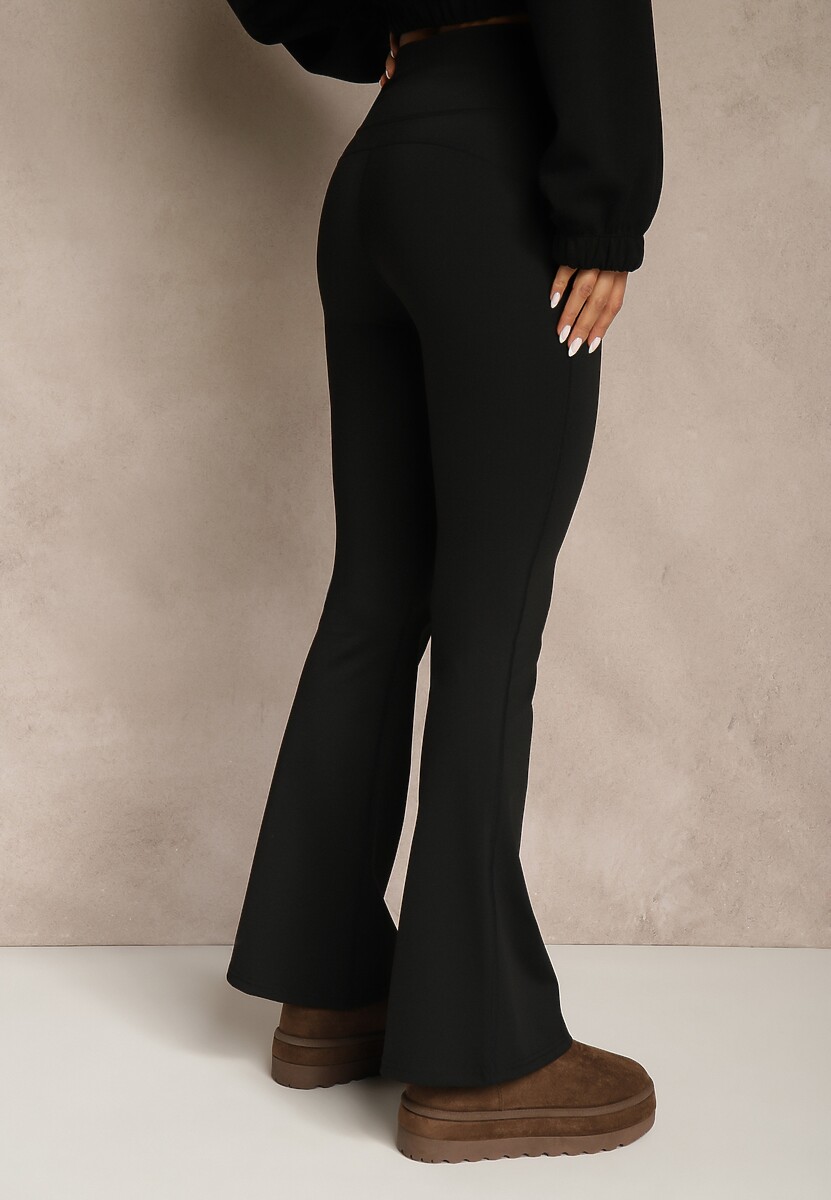 Czarne Legginsy Dzwony High Waist Korivienne