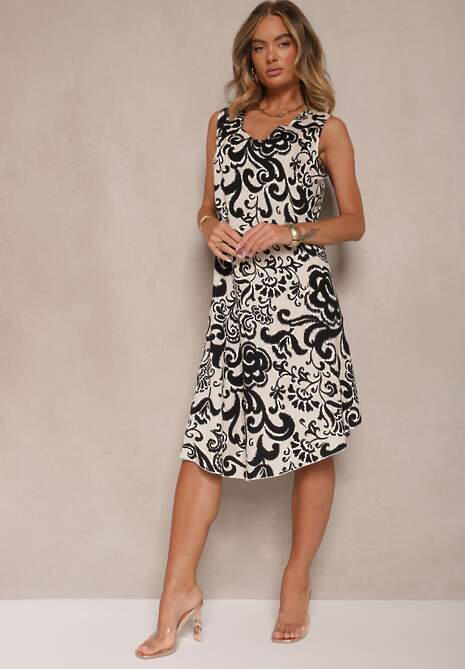 Czarna Sukienka z Bawełny z Motywem Paisley Zivanae