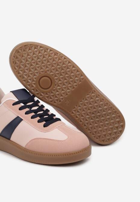 Różowo-Granatowe Sneakersy Tenisówki z Geometrycznym Wzorem Hanivra